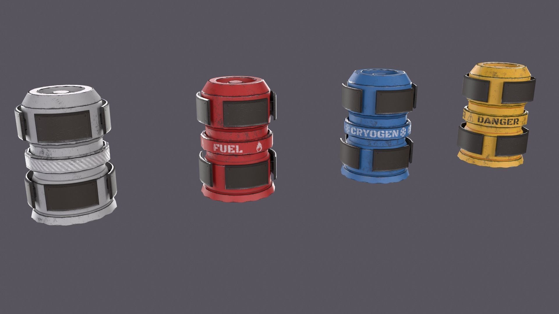 Sci-Fi Barrel Pack Low-poly 3D model_55