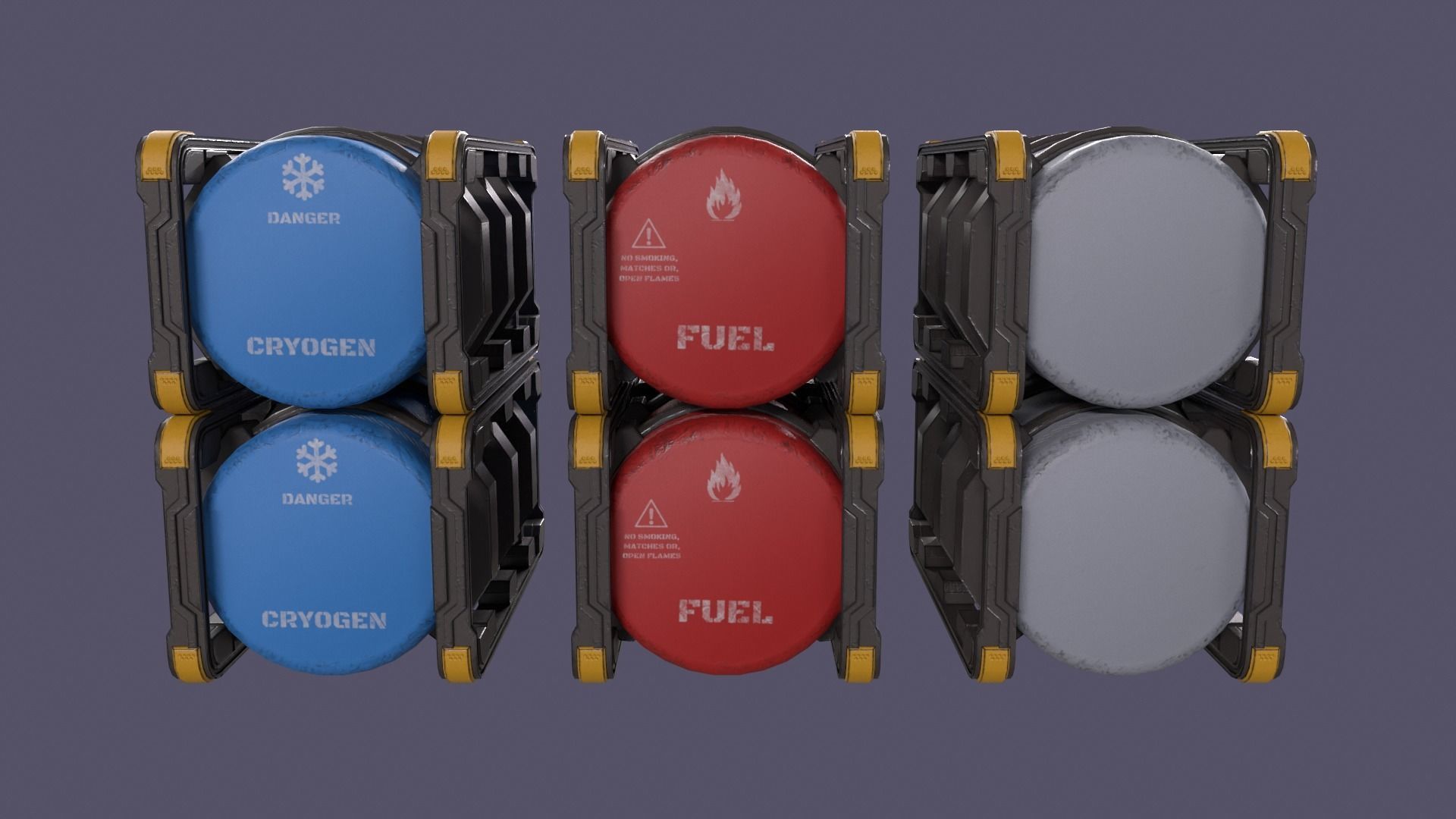 Sci-Fi Barrel Pack Low-poly 3D model_24