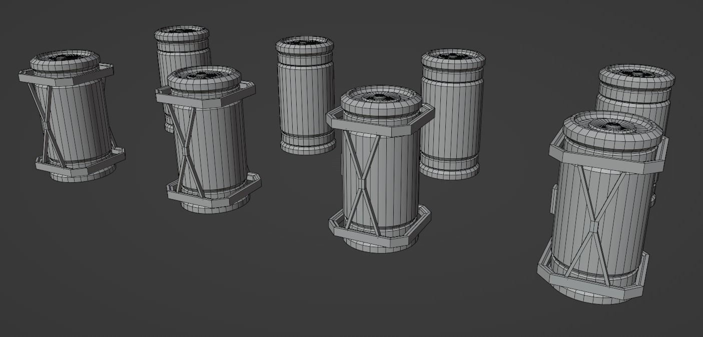 Sci-Fi Barrel Pack Low-poly 3D model_83
