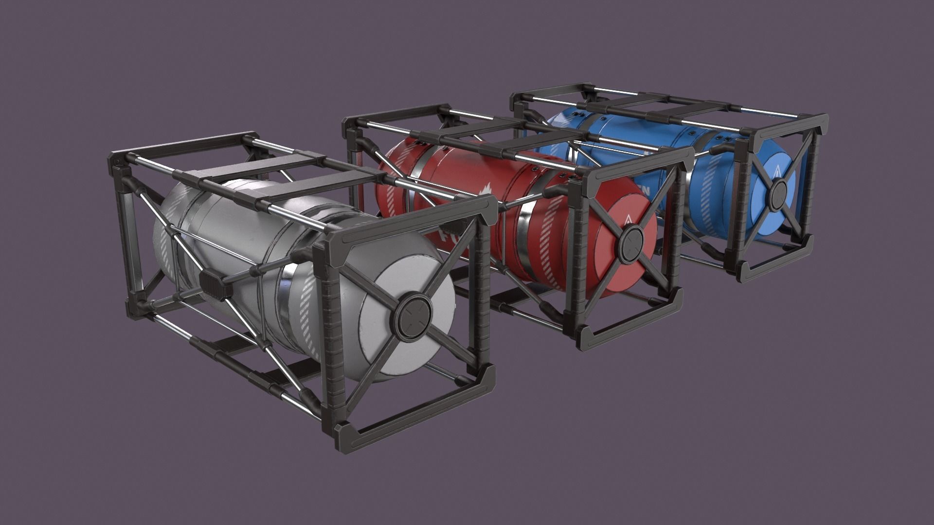 Sci-Fi Barrel Pack Low-poly 3D model_11