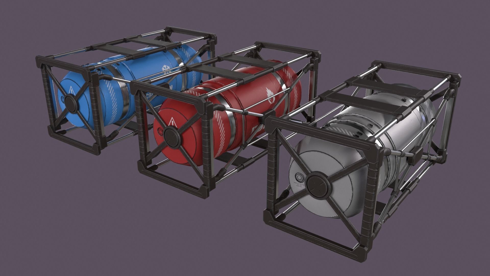 Sci-Fi Barrel Pack Low-poly 3D model_10