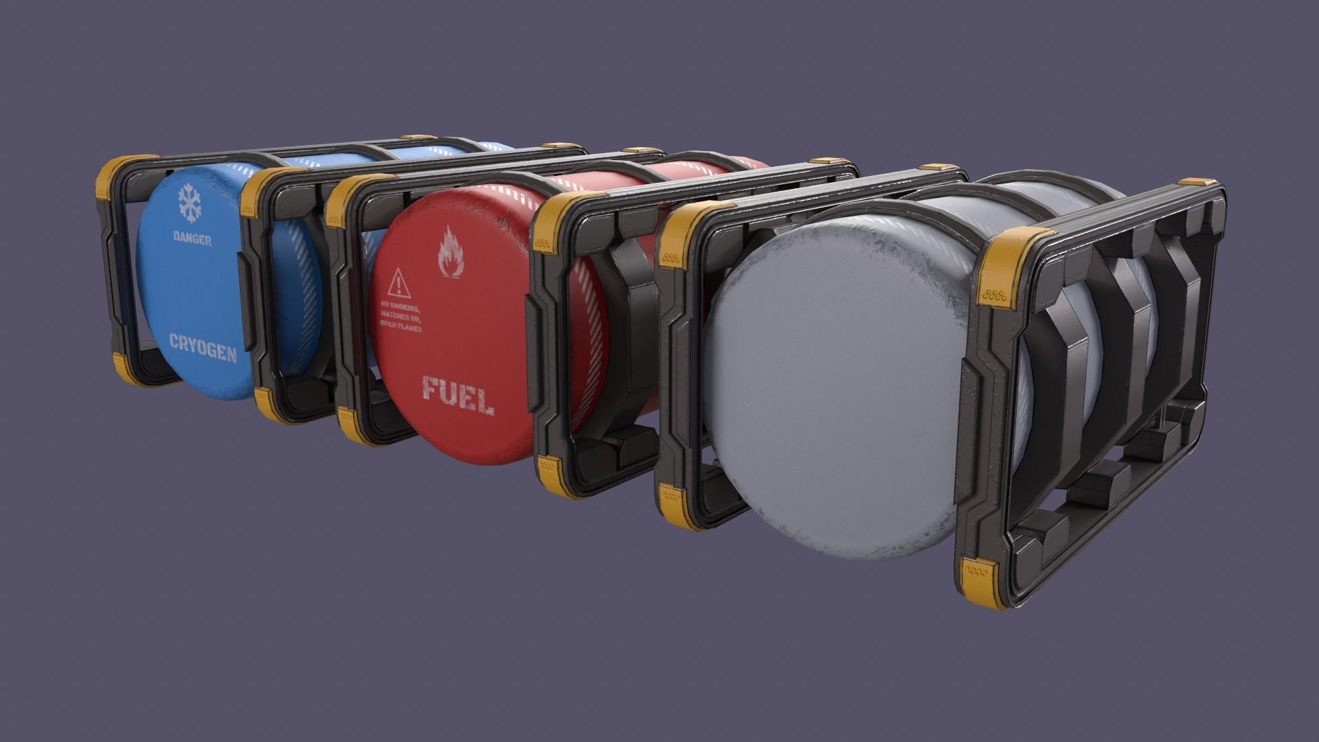Sci-Fi Barrel Pack Low-poly 3D model_22