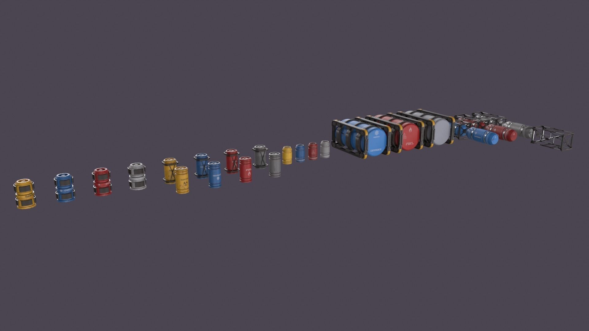 Sci-Fi Barrel Pack Low-poly 3D model_8