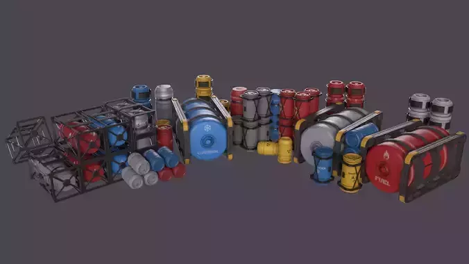 Sci-Fi Barrel Pack Low-poly 3D model