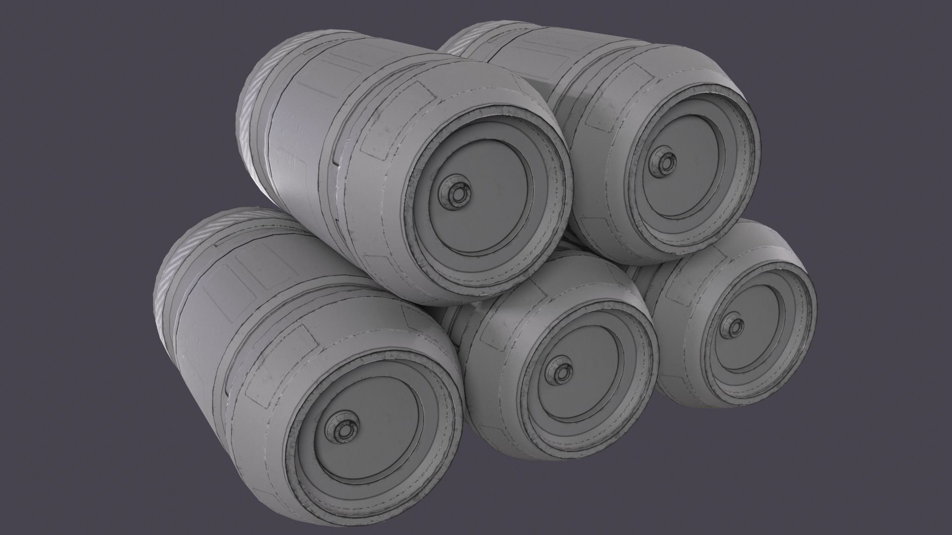 Sci-Fi Barrel Pack Low-poly 3D model_33