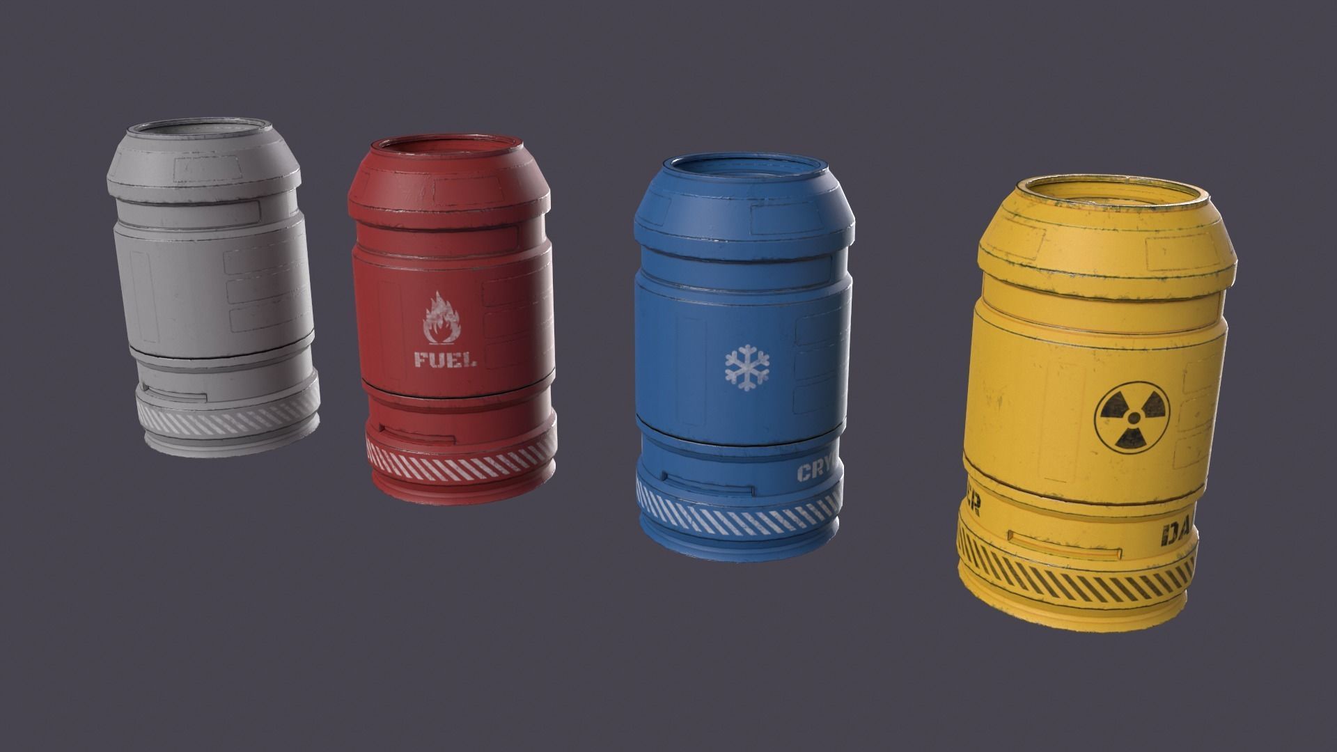Sci-Fi Barrel Pack Low-poly 3D model_31