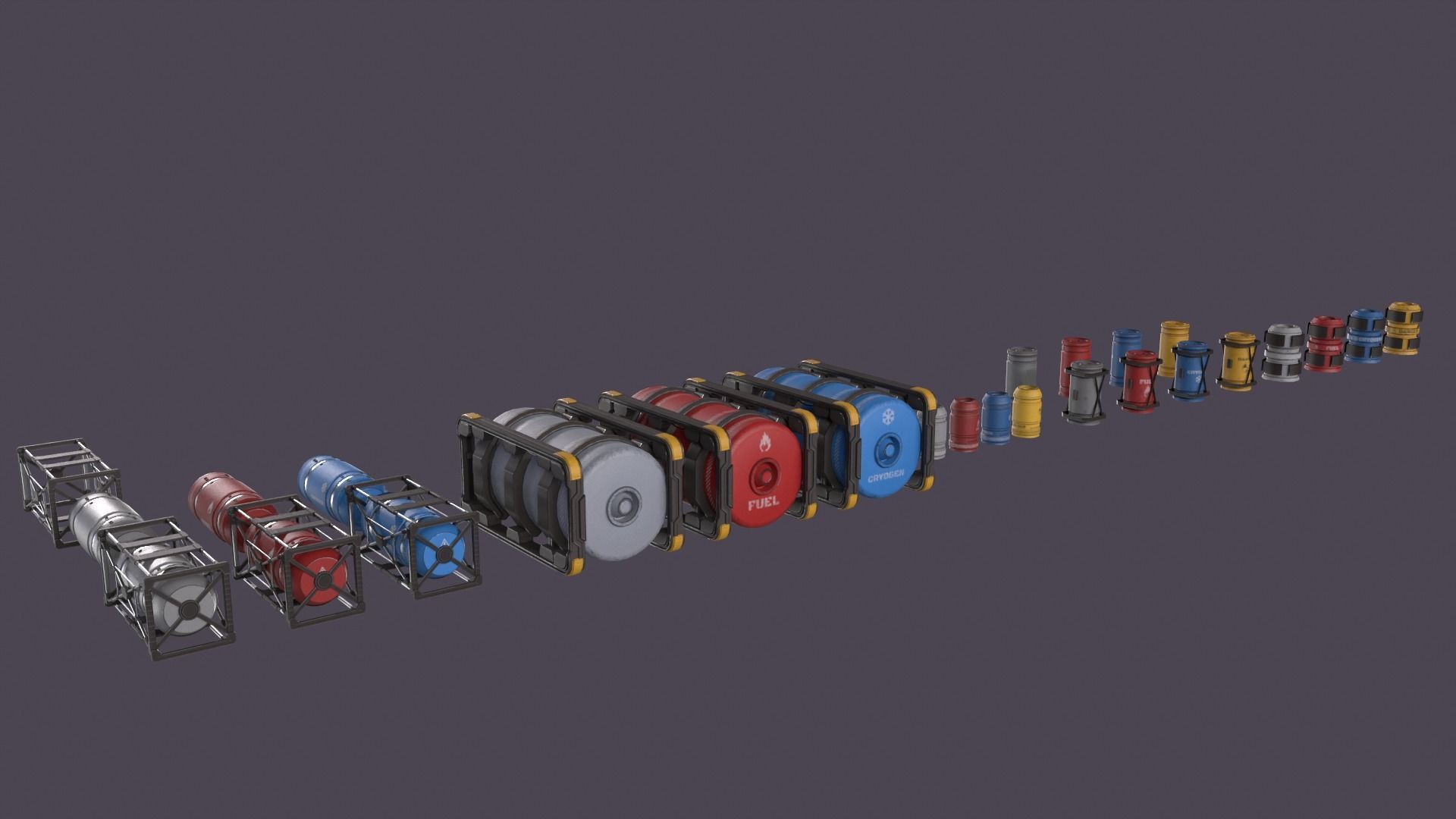 Sci-Fi Barrel Pack Low-poly 3D model_5