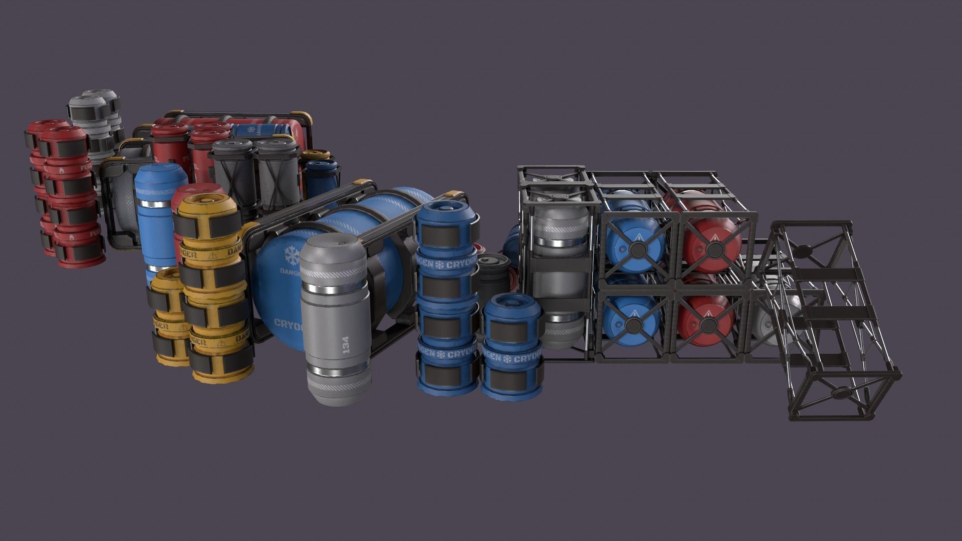 Sci-Fi Barrel Pack Low-poly 3D model_2