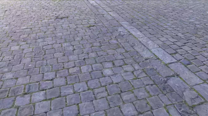 cobblestone ground - raw scan and gameready lowpoly