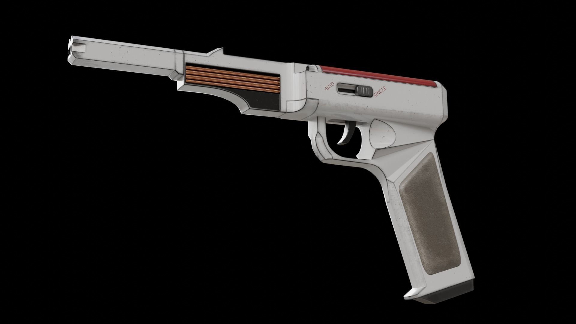 Sci-Fi pistol Low-poly 3D model_1
