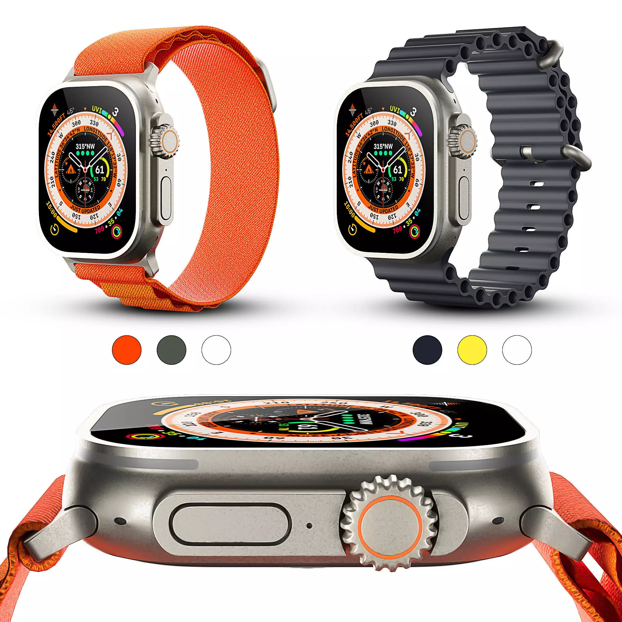 Apple Watch Ultra With Ocean Band and Alpine Loop 3D model_0