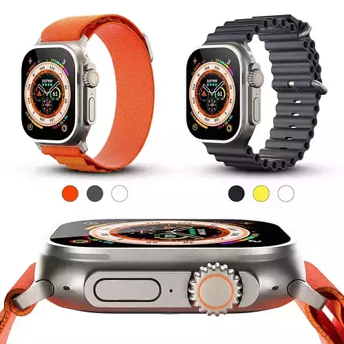 Apple Watch Ultra With Ocean Band and Alpine Loop 3D model