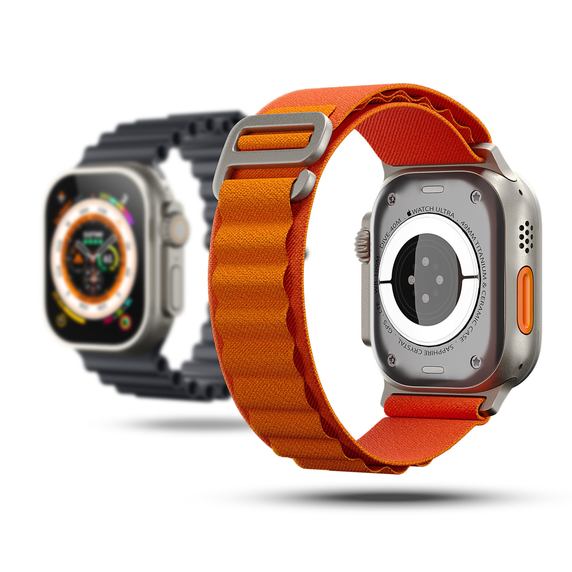 Apple Watch Ultra With Ocean Band and Alpine Loop 3D model_3