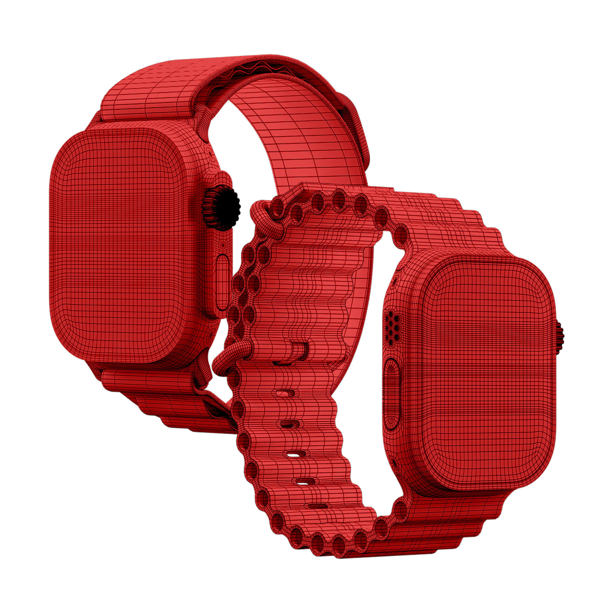 Apple Watch Ultra With Ocean Band and Alpine Loop 3D model_4