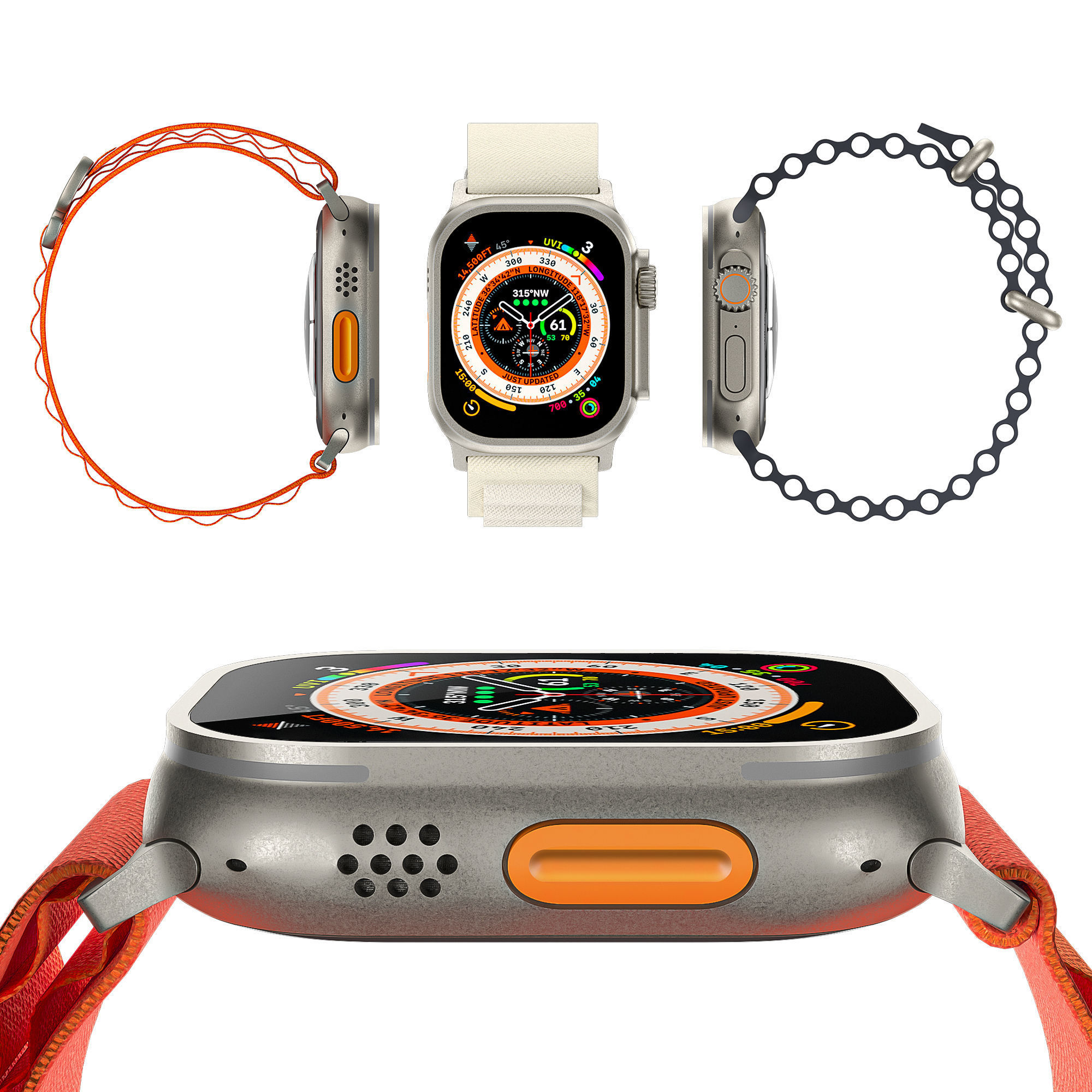 Apple Watch Ultra With Ocean Band and Alpine Loop 3D model_2
