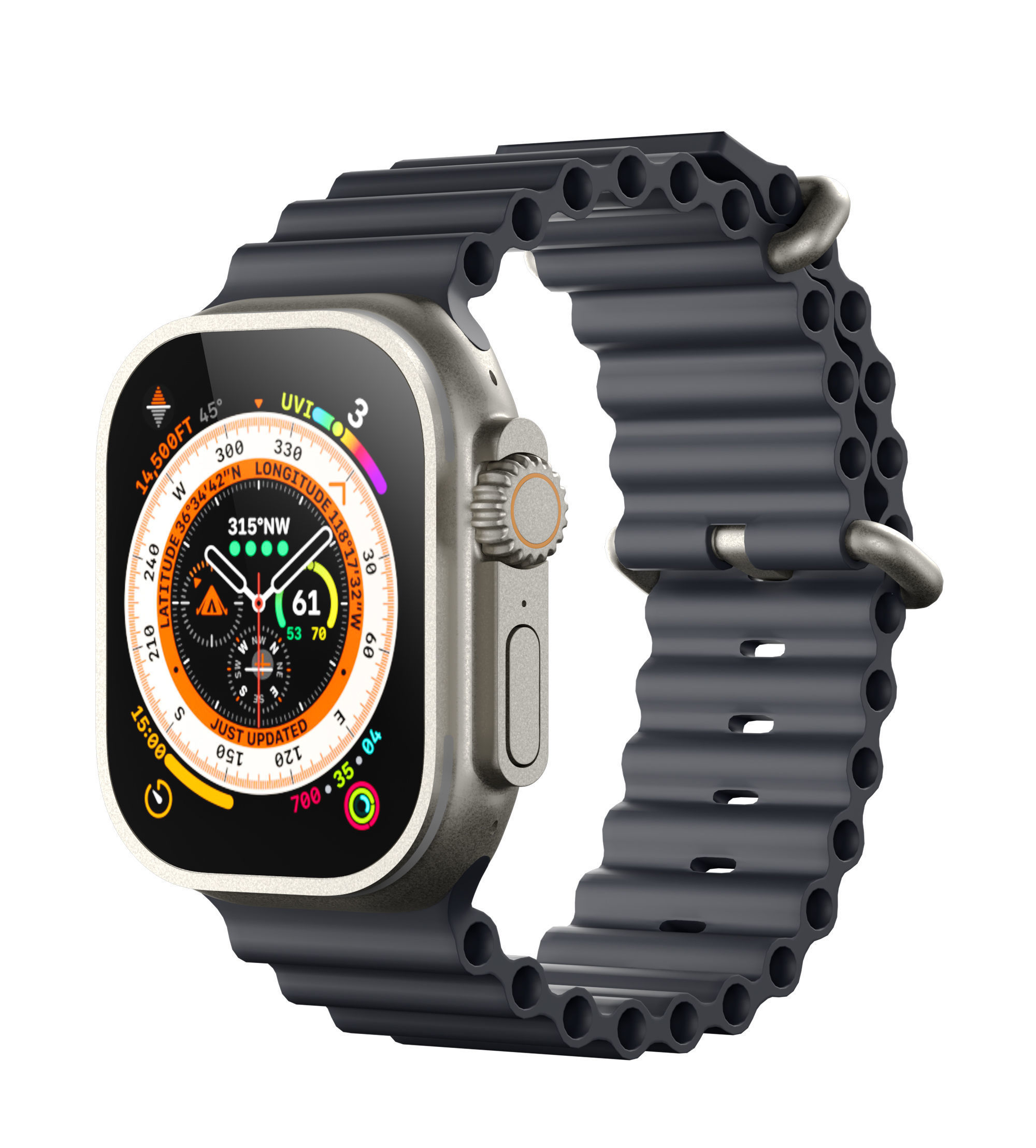 Apple Watch Ultra With Ocean Band and Alpine Loop 3D model_5