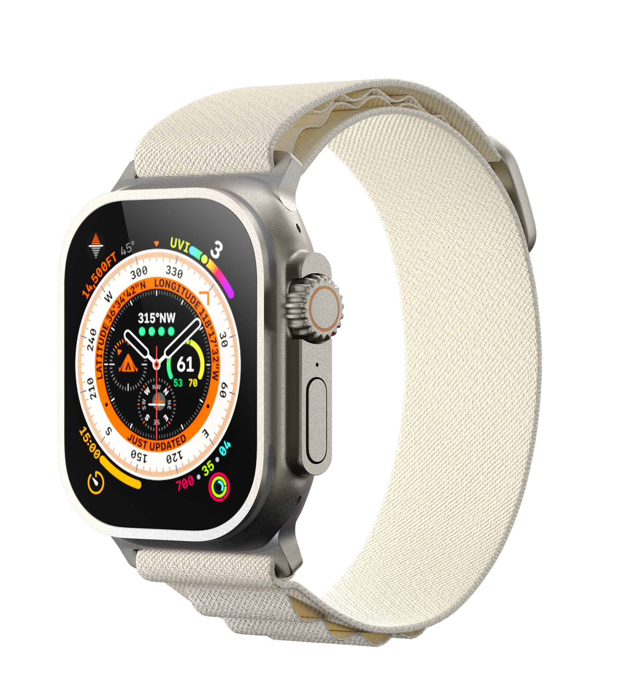 Apple Watch Ultra With Ocean Band and Alpine Loop 3D model_9