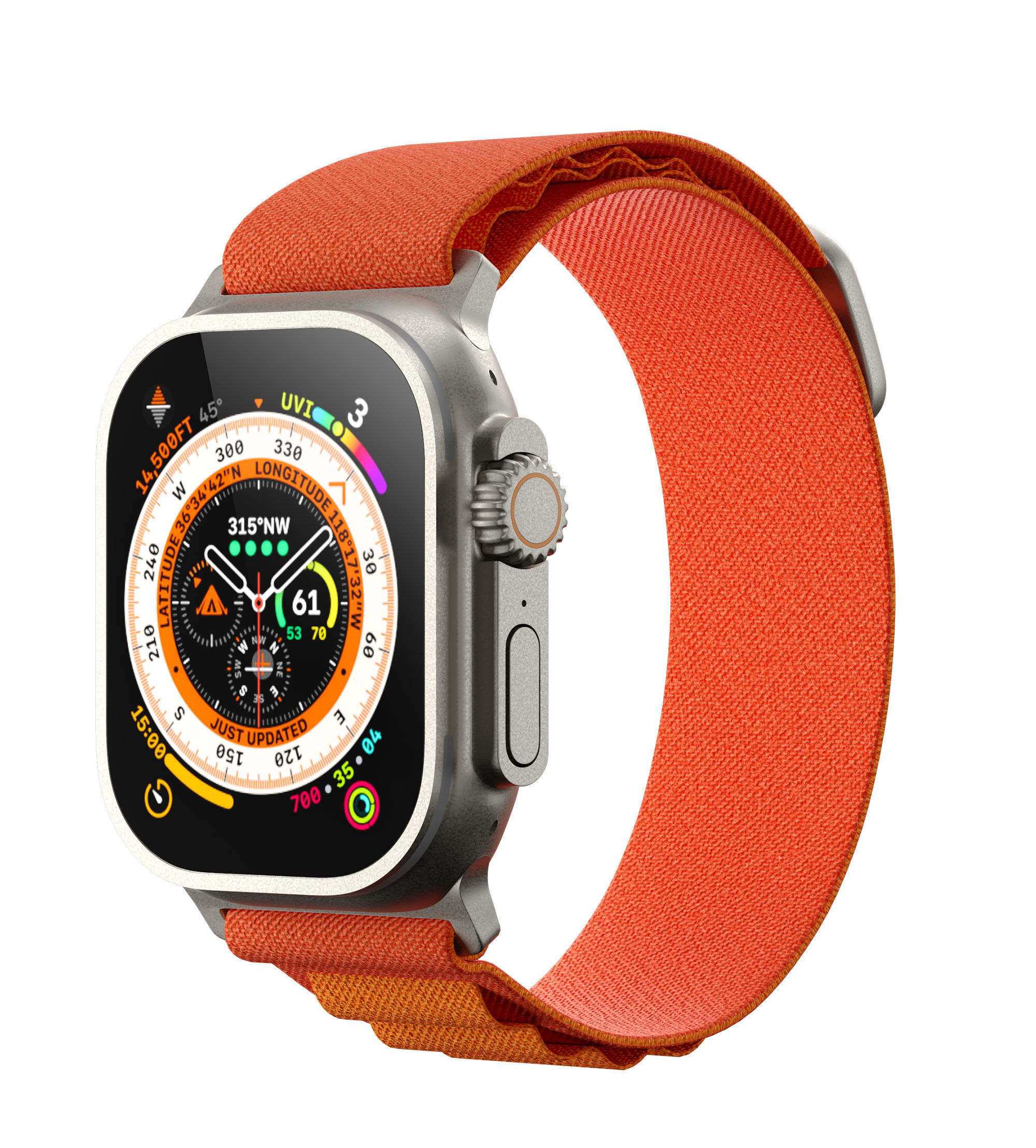 Apple Watch Ultra With Ocean Band and Alpine Loop 3D model_10