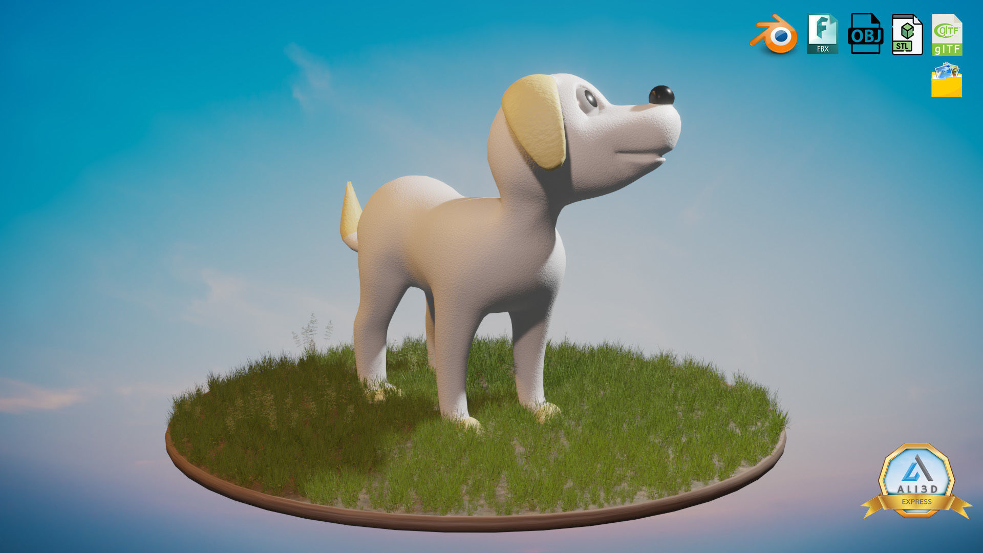 Cute little Puppy Dog Low-poly 3D model_4