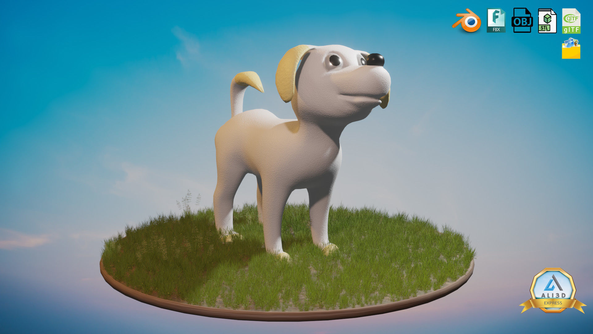Cute little Puppy Dog Low-poly 3D model_3