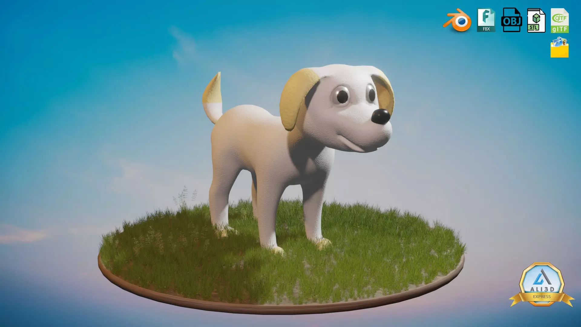 Cute little Puppy Dog Low-poly 3D model_0
