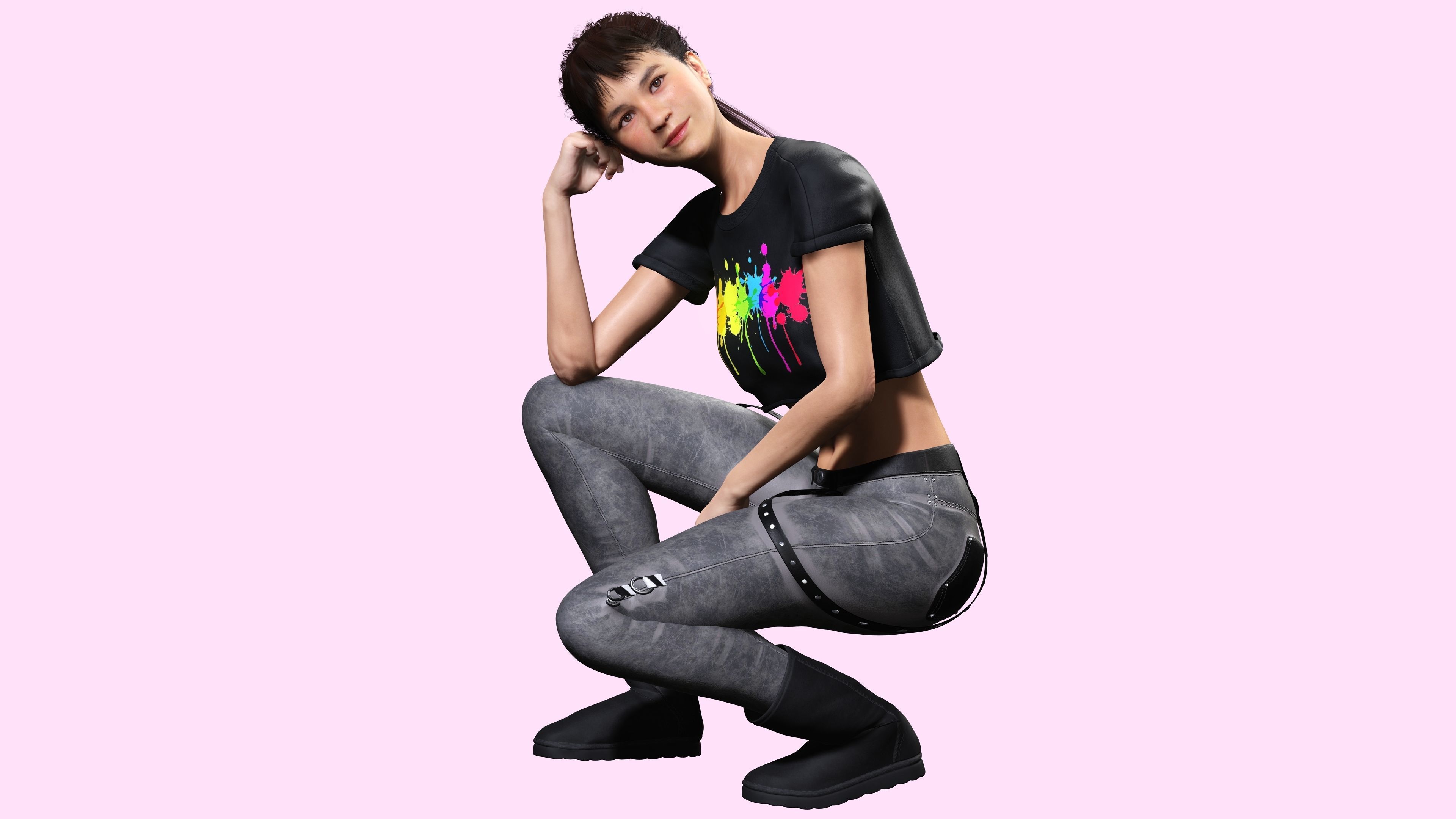 Woman Hight Quality Real time Low-poly 3D model_15