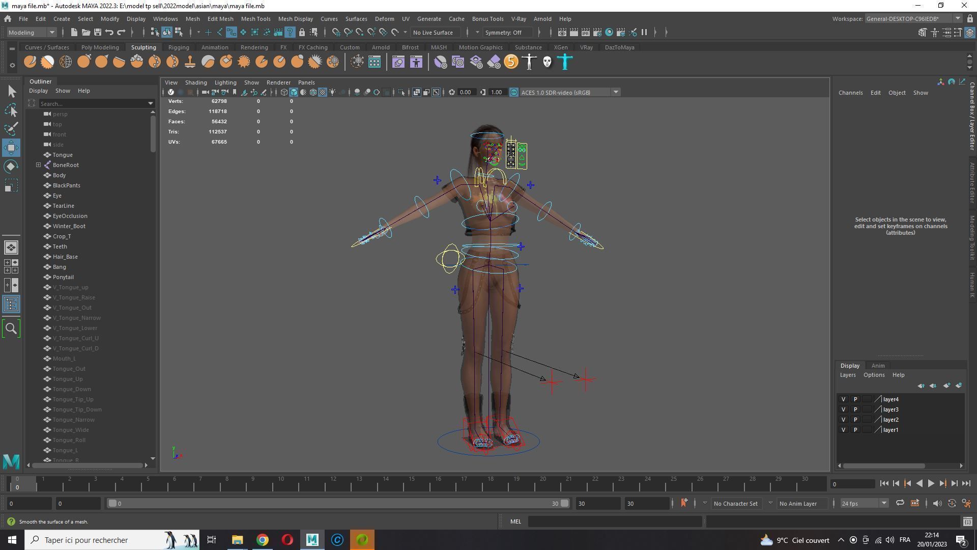 Woman Hight Quality Real time Low-poly 3D model_45