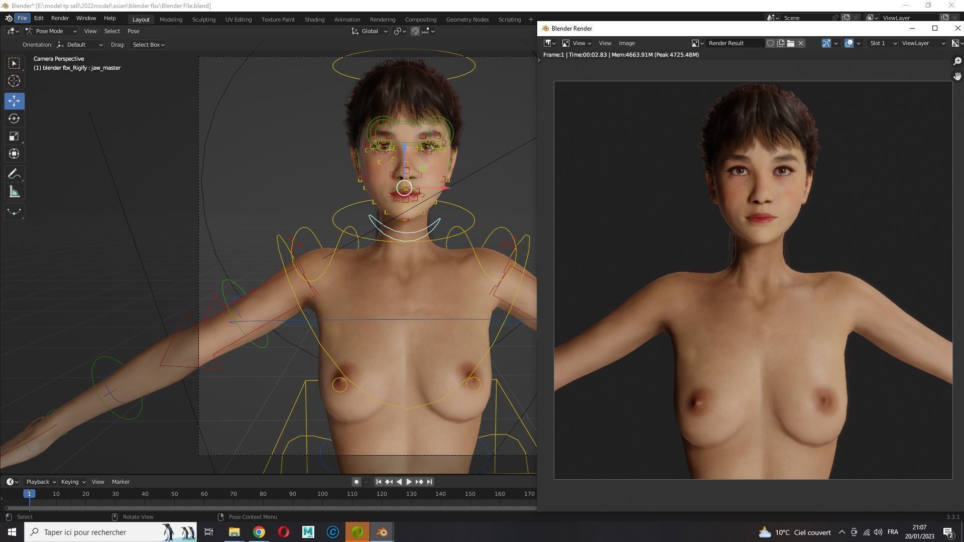 Woman Hight Quality Real time Low-poly 3D model_51