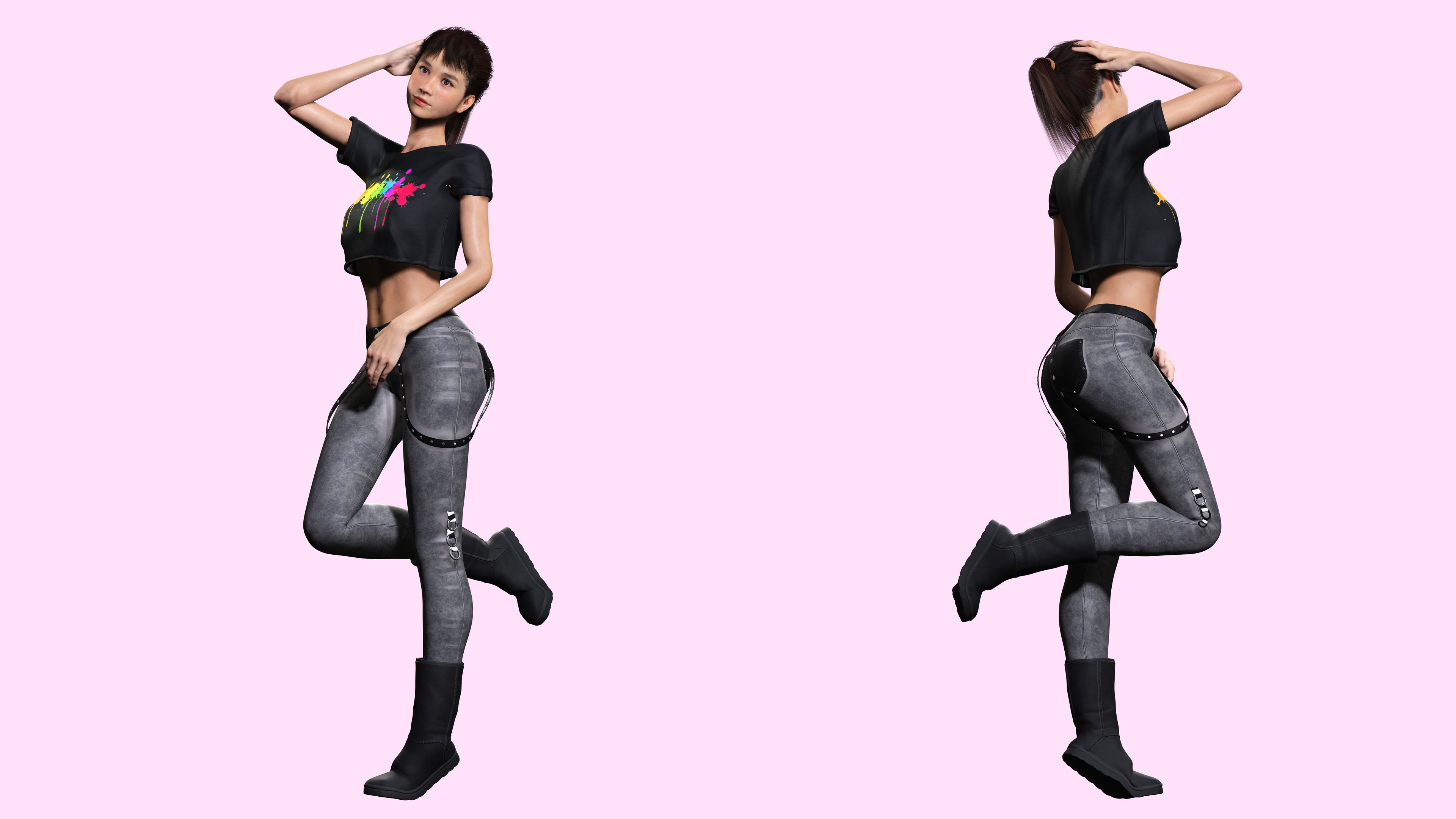 Woman Hight Quality Real time Low-poly 3D model_4