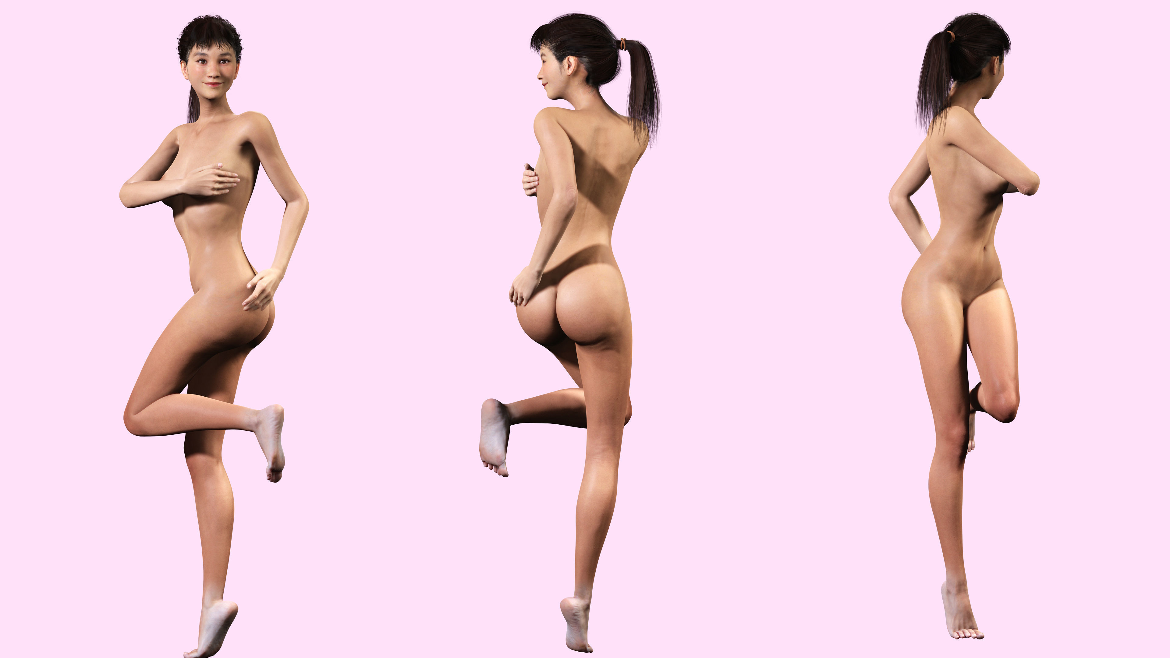 Woman Hight Quality Real time Low-poly 3D model_6