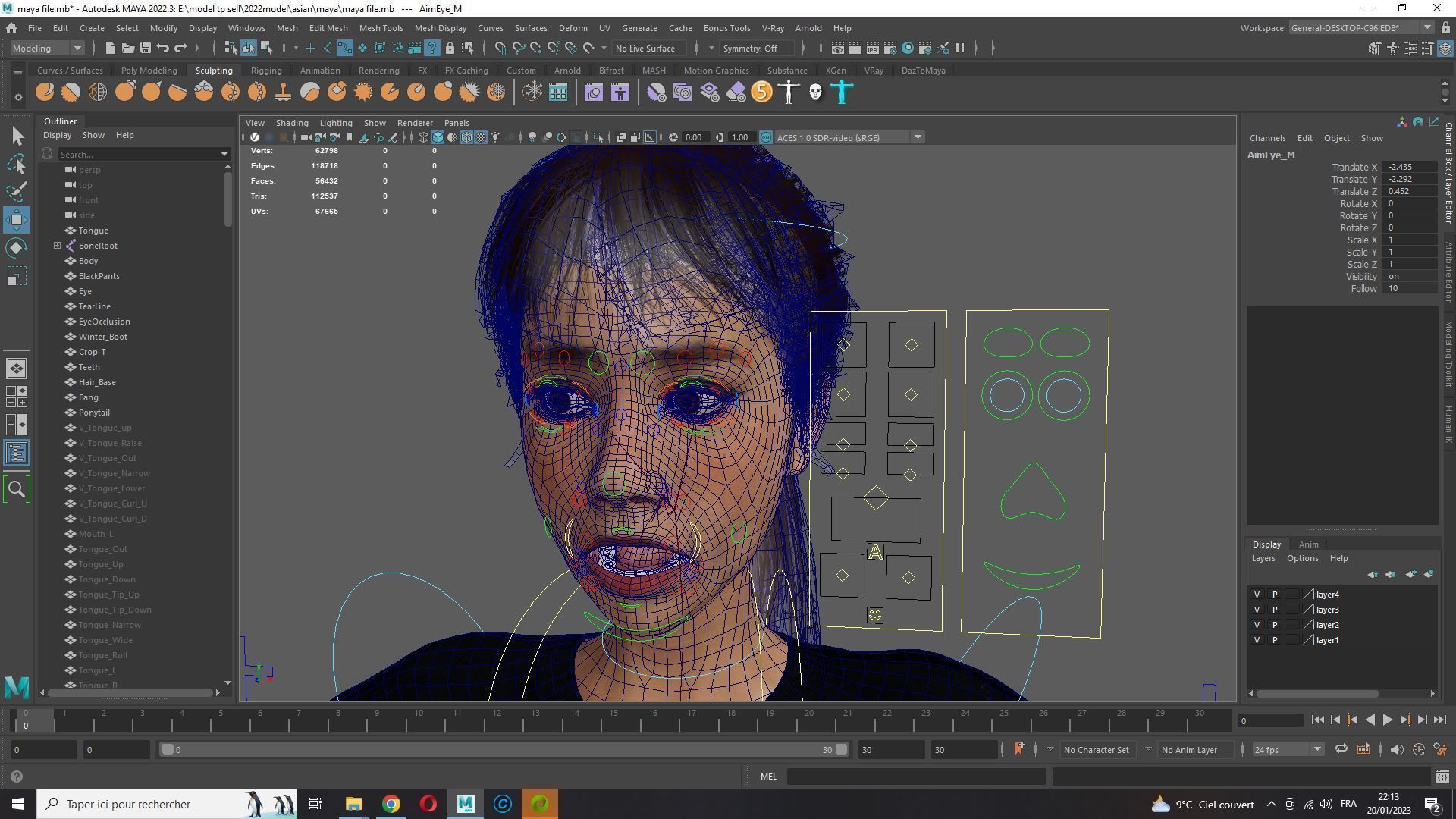Woman Hight Quality Real time Low-poly 3D model_41