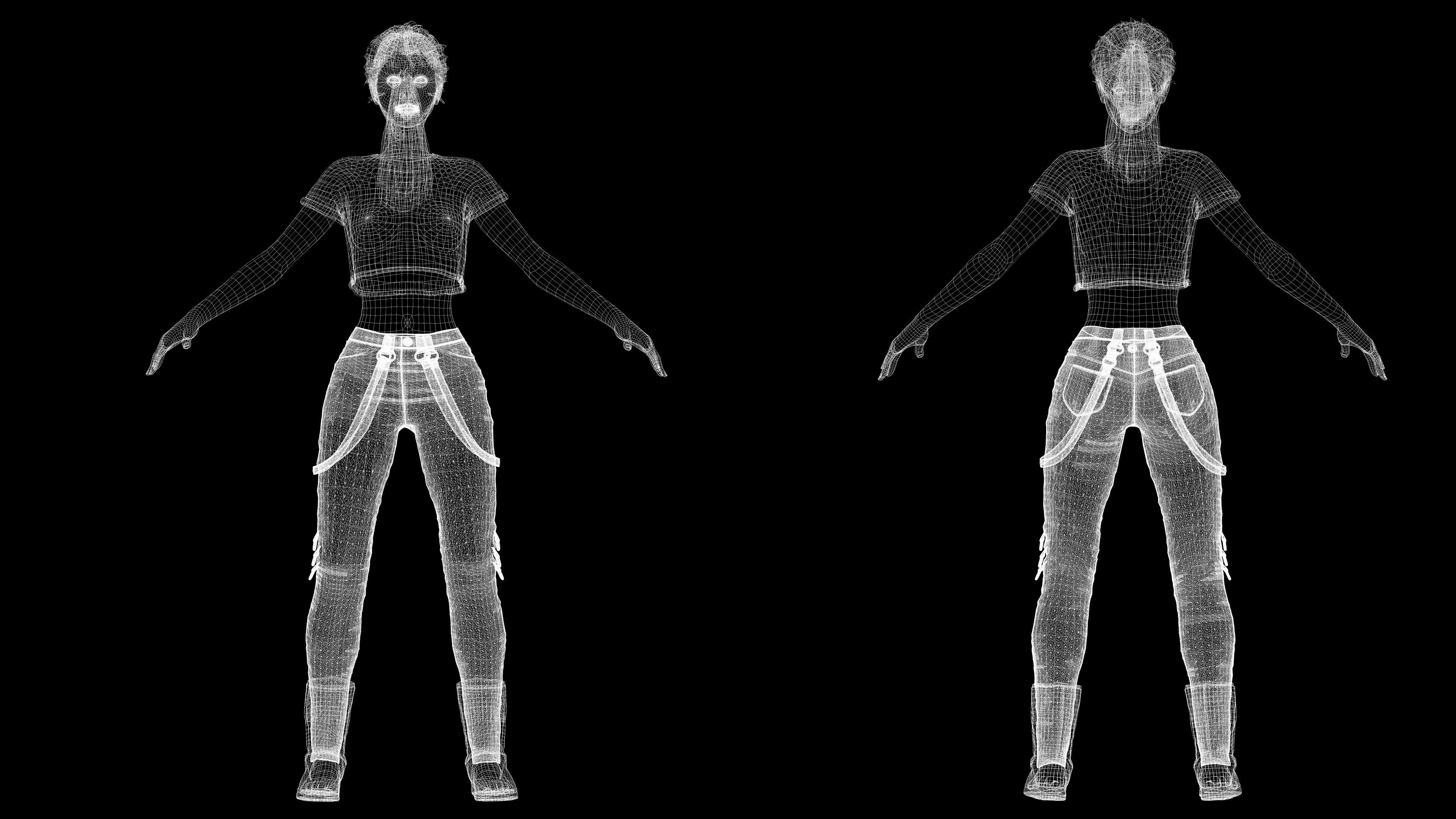 Woman Hight Quality Real time Low-poly 3D model_8