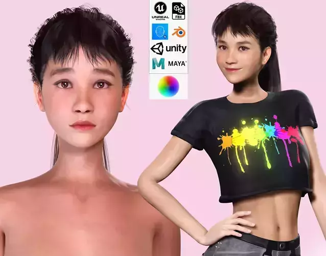Woman Hight Quality Real time Low-poly 3D model