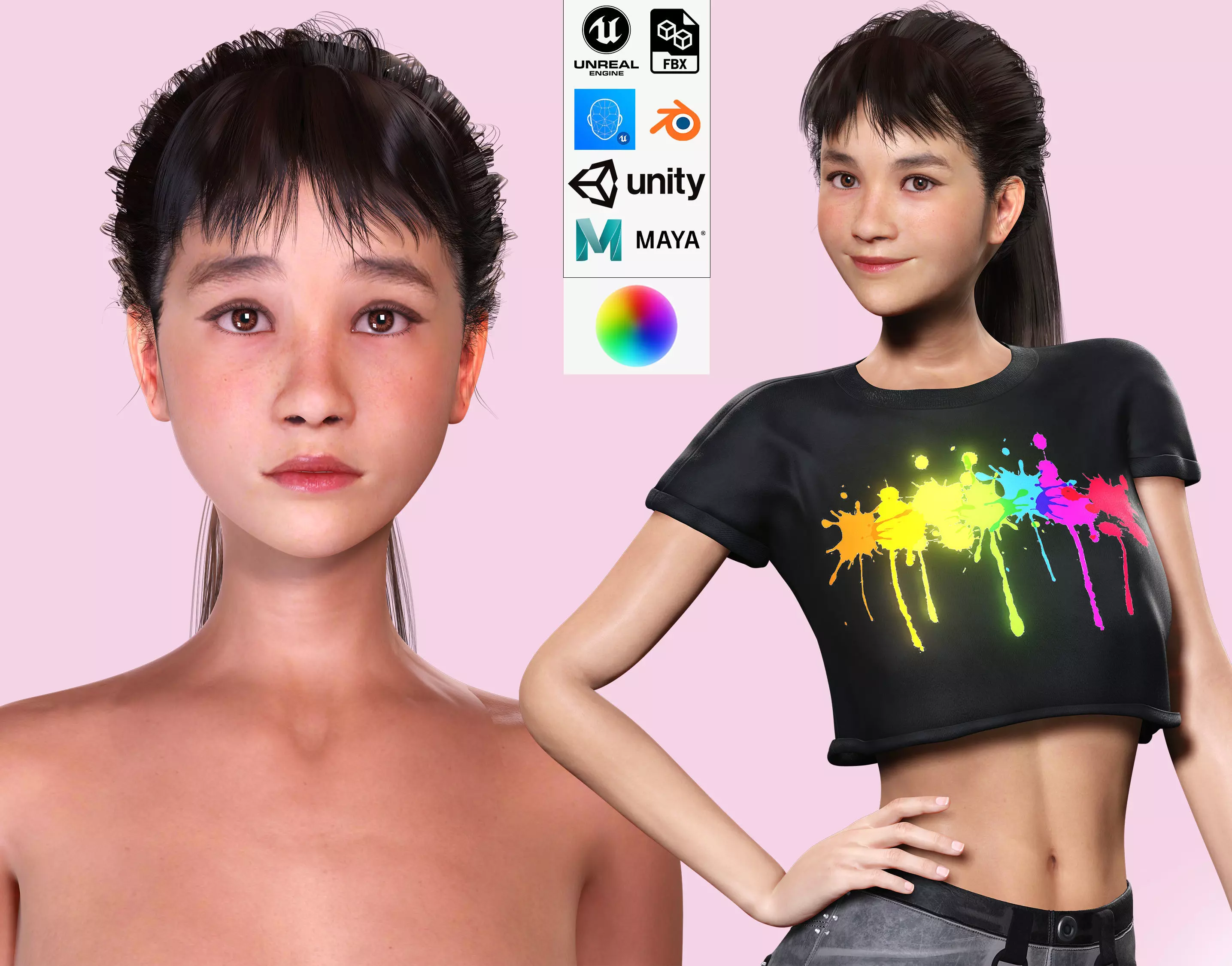 Woman Hight Quality Real time Low-poly 3D model_0