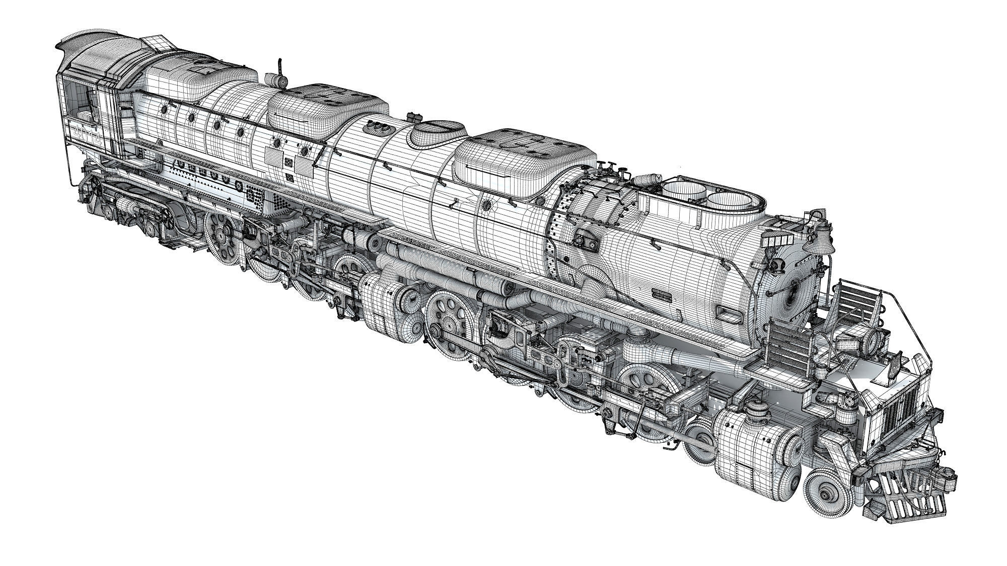 Steam Locomotive Big Boy Train 3D model_22