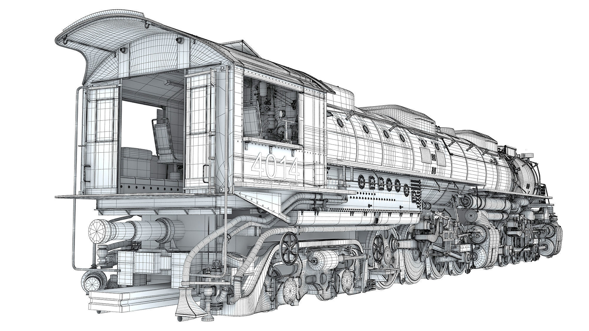 Steam Locomotive Big Boy Train 3D model_21