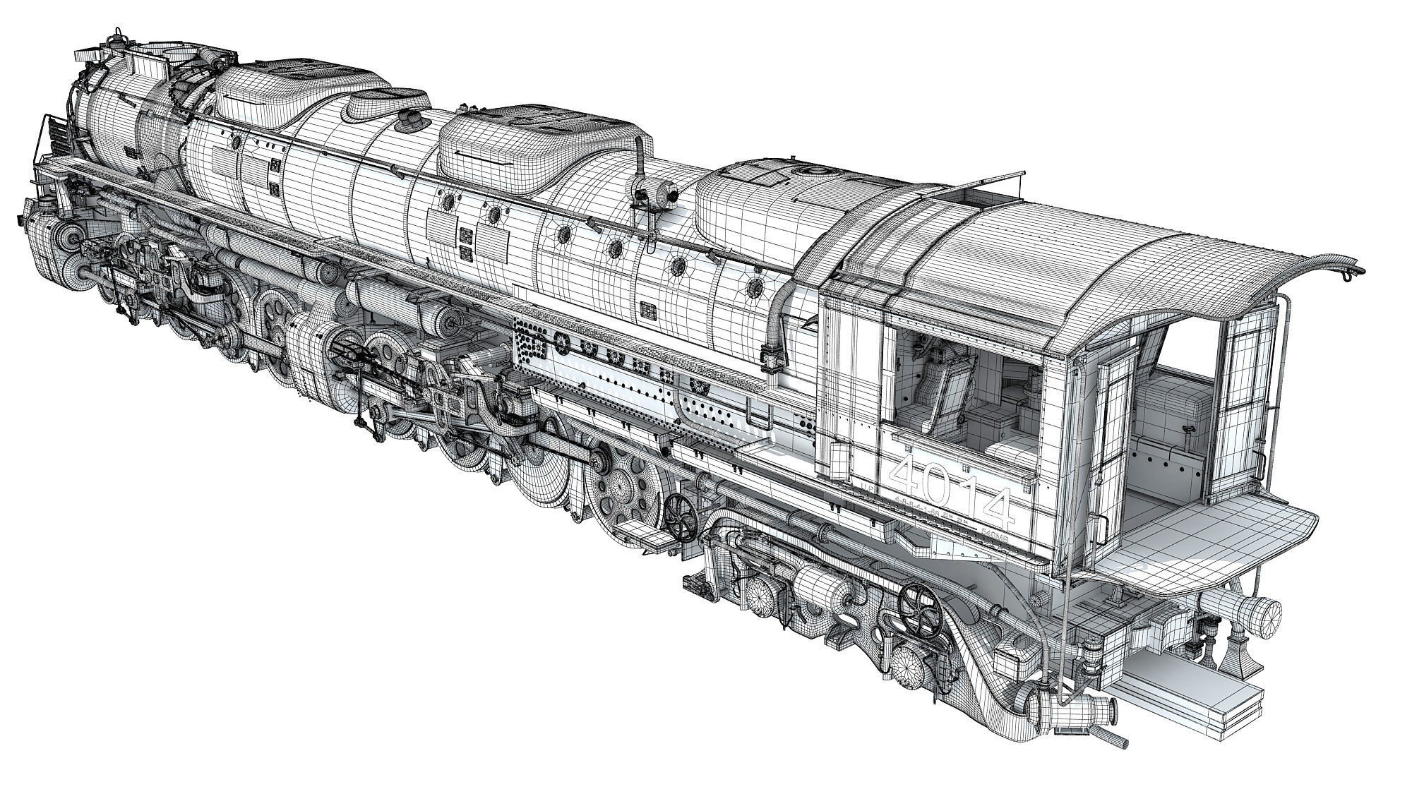 Steam Locomotive Big Boy Train 3D model_20