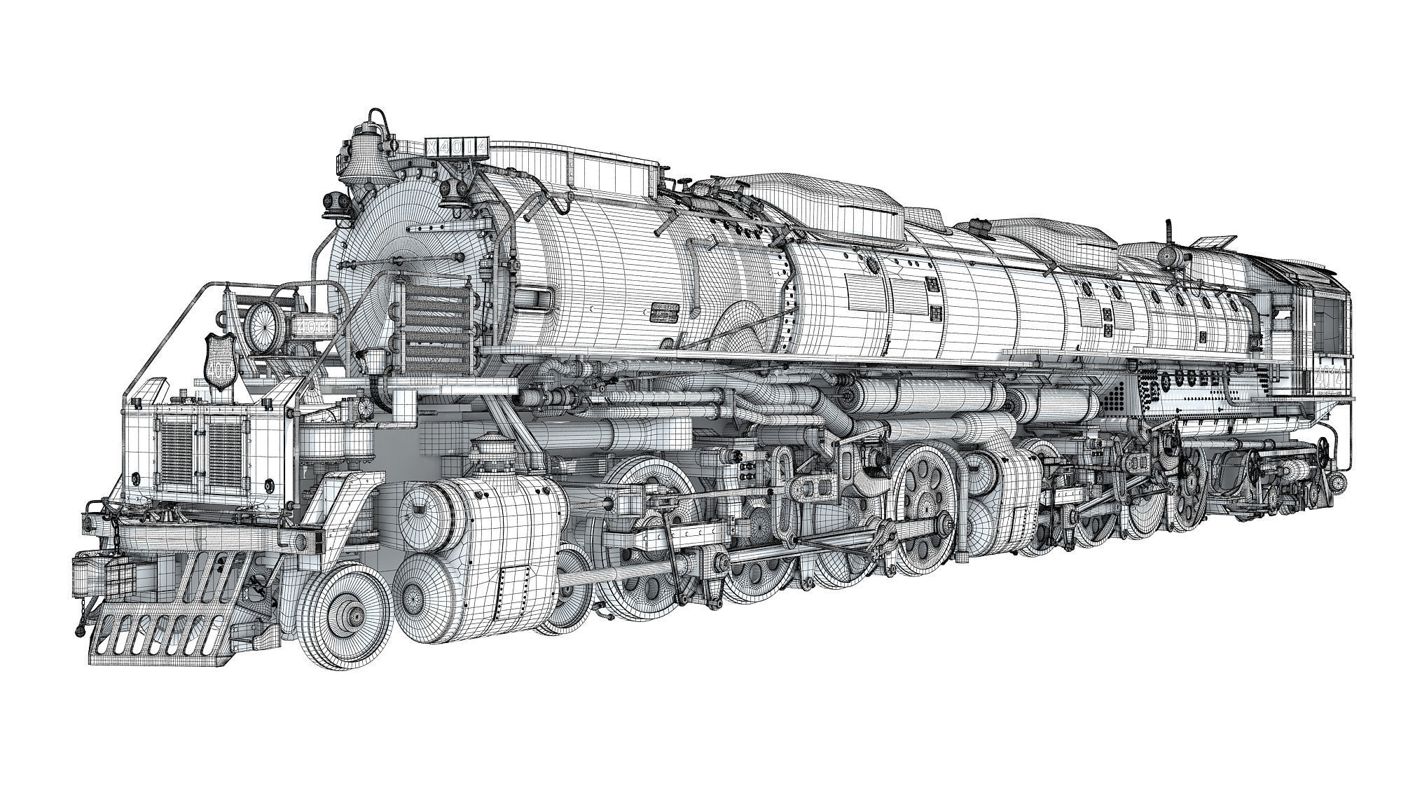 Steam Locomotive Big Boy Train 3D model_19