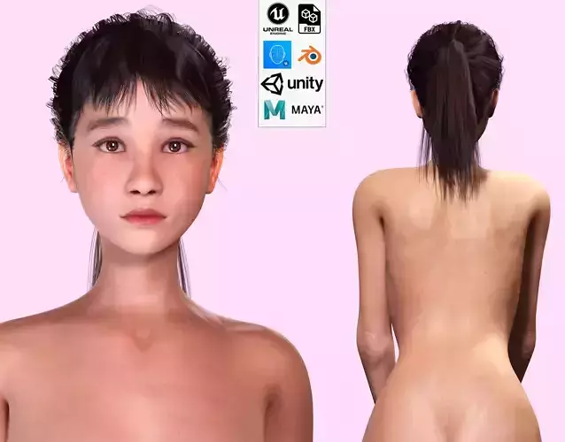 Woman Naked Hight Quality Real time Low-poly 3D model