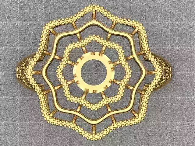 Ring 3D print model gold with intricate design