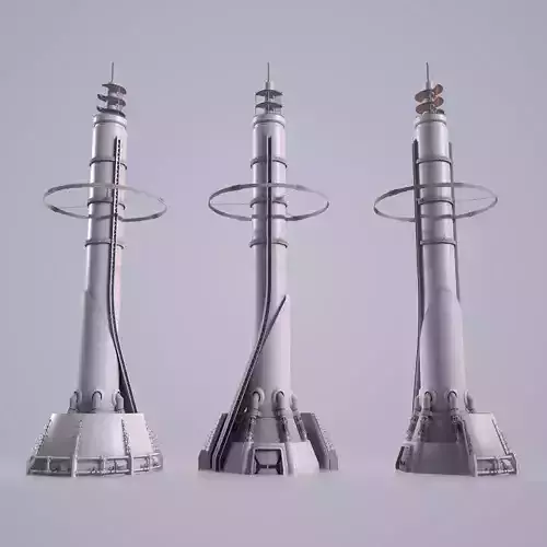 Sci-fi Tower Low-poly 3D model