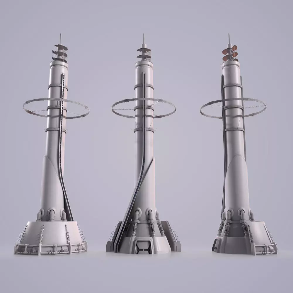 Sci-fi Tower Low-poly 3D model_0