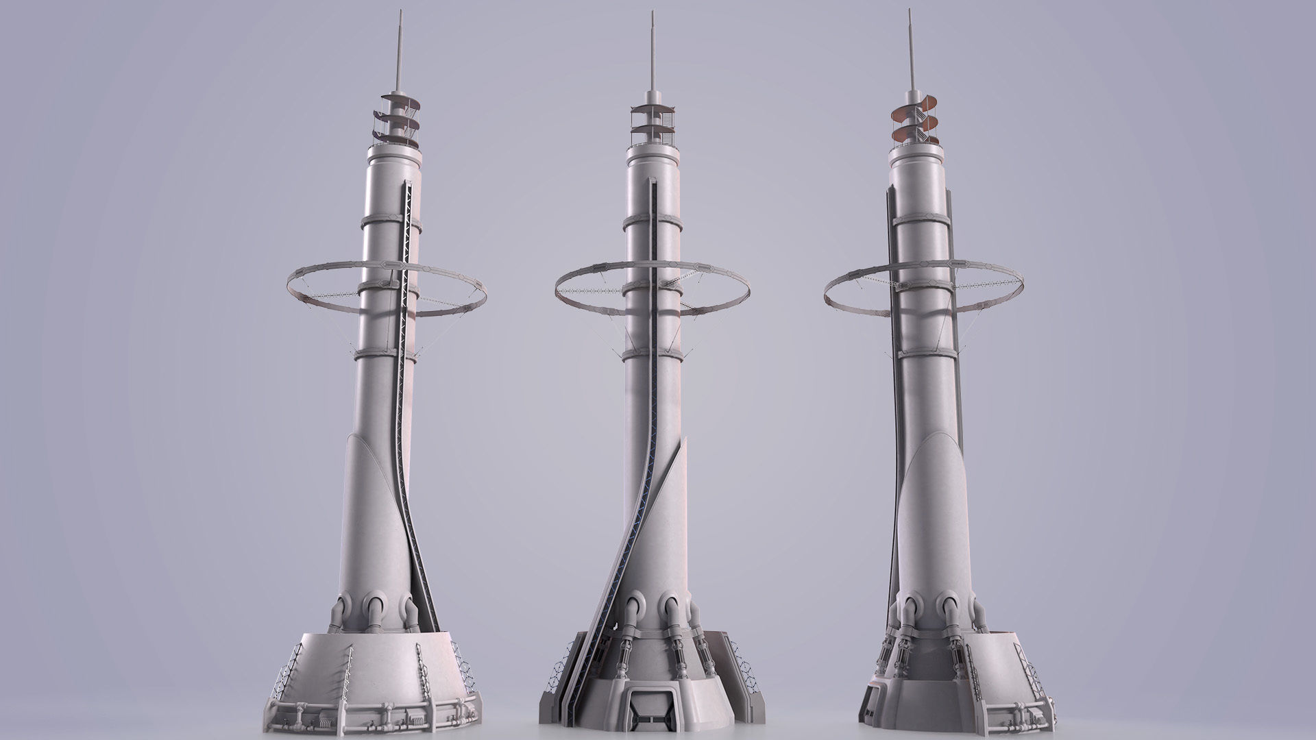 Sci-fi Tower Low-poly 3D model_2