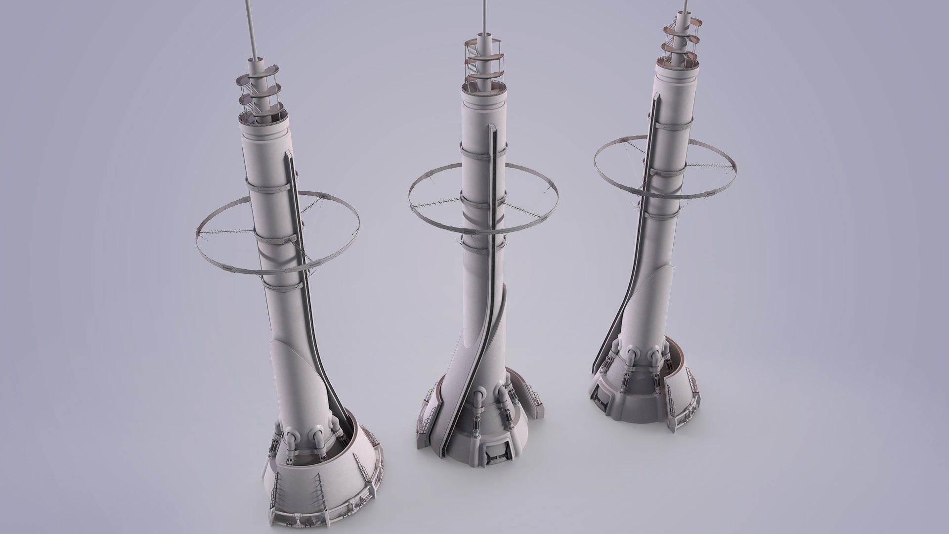 Sci-fi Tower Low-poly 3D model_4