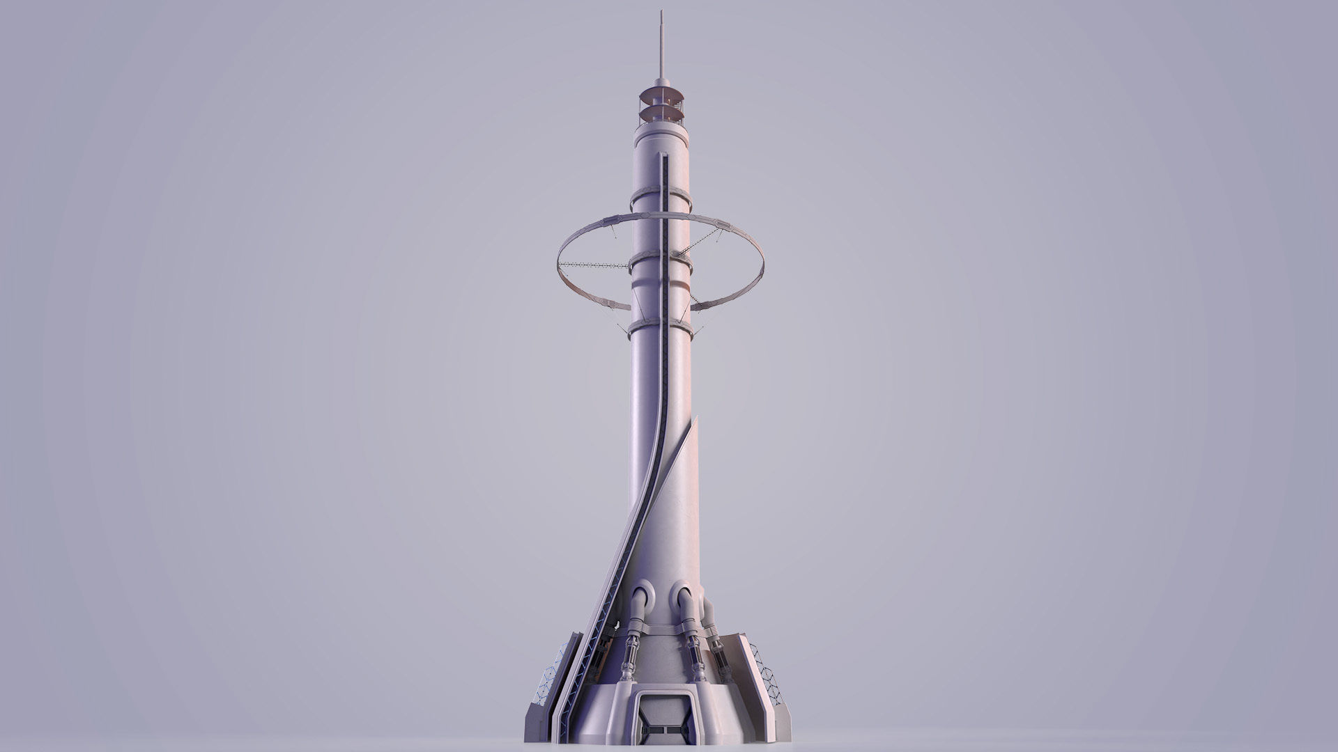 Sci-fi Tower Low-poly 3D model_28