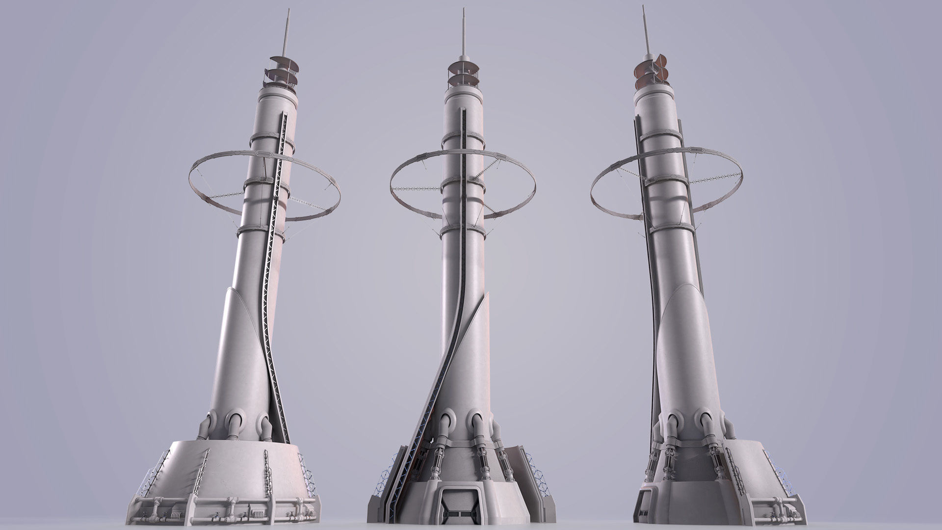 Sci-fi Tower Low-poly 3D model_3