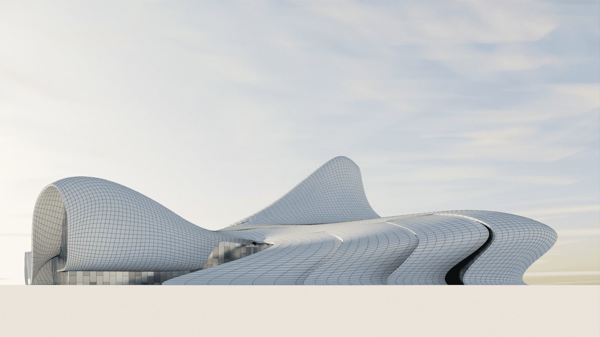 Zaha Hadid - Heydar Aliyev Centre  Low-poly 3D model_1