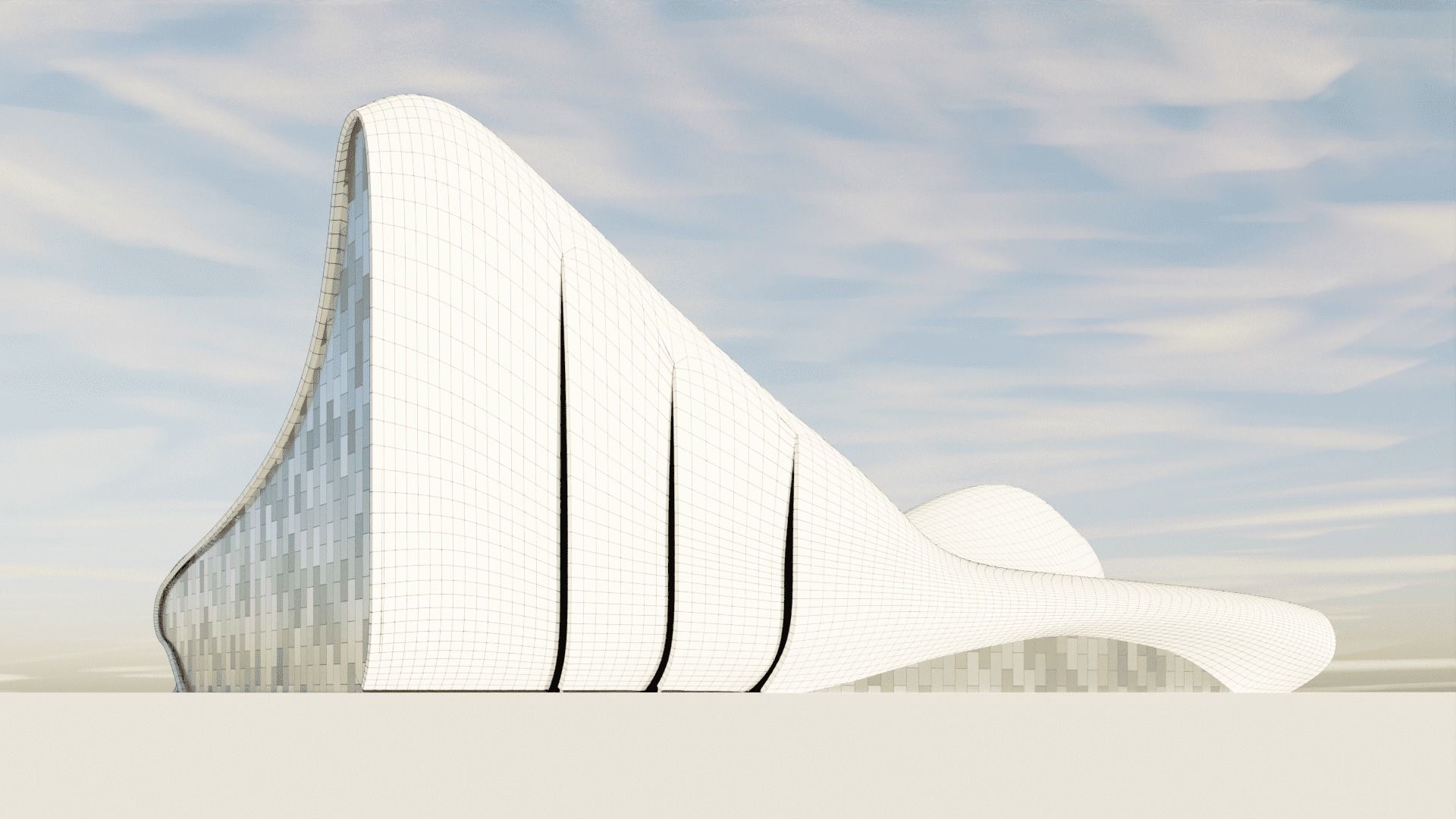 Zaha Hadid - Heydar Aliyev Centre  Low-poly 3D model_3