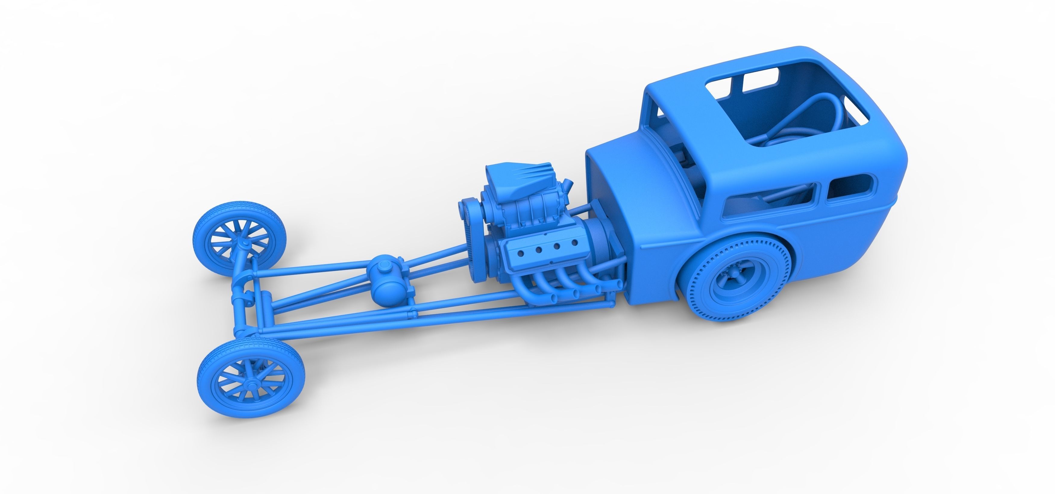 Front engine old school dragster with shell Scale 1 to 25 3D print model_18