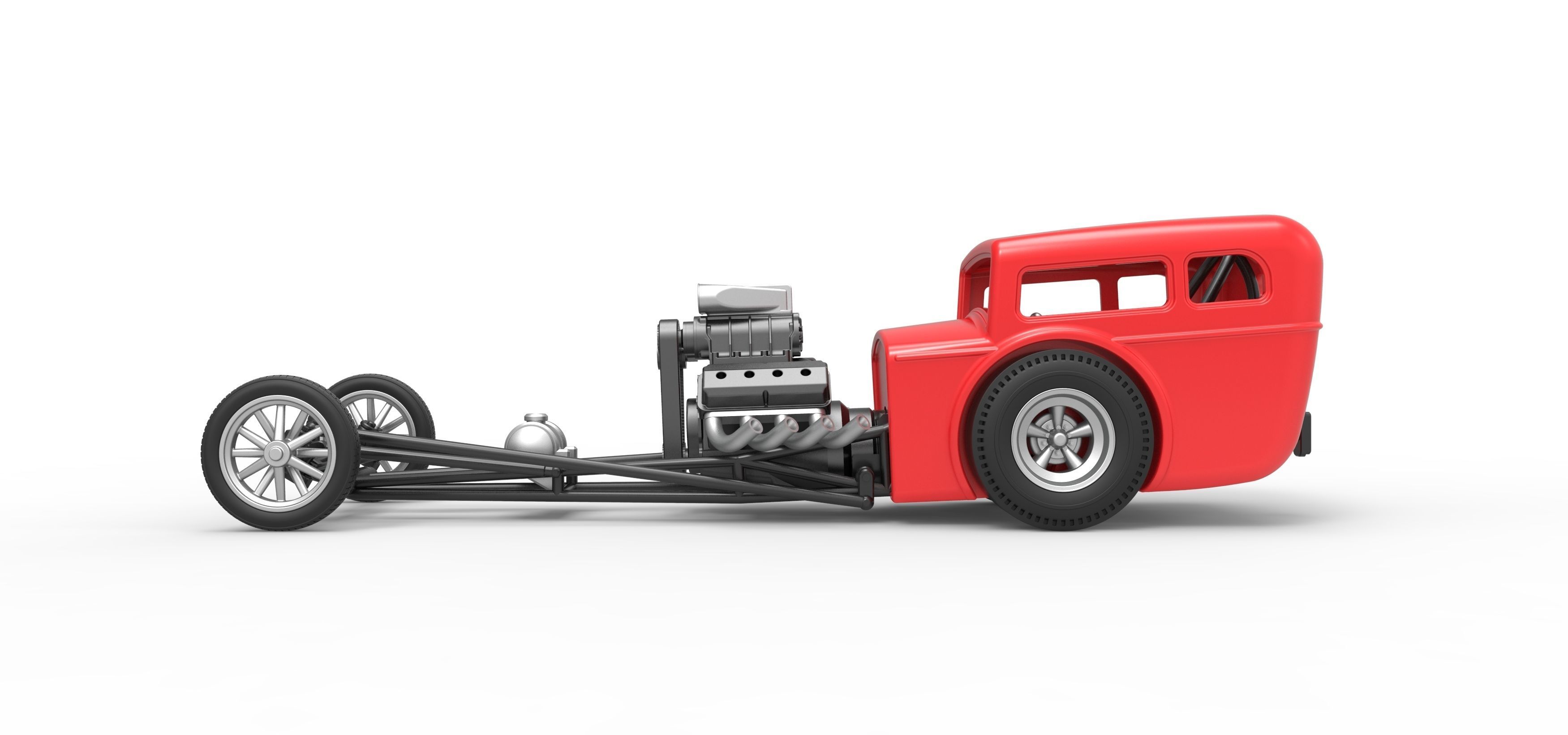 Front engine old school dragster with shell Scale 1 to 25 3D print model_9